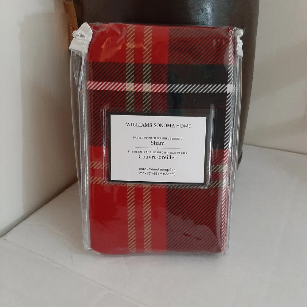 Williams Sonoma Parker Plaid Flannel Euro Sham Red